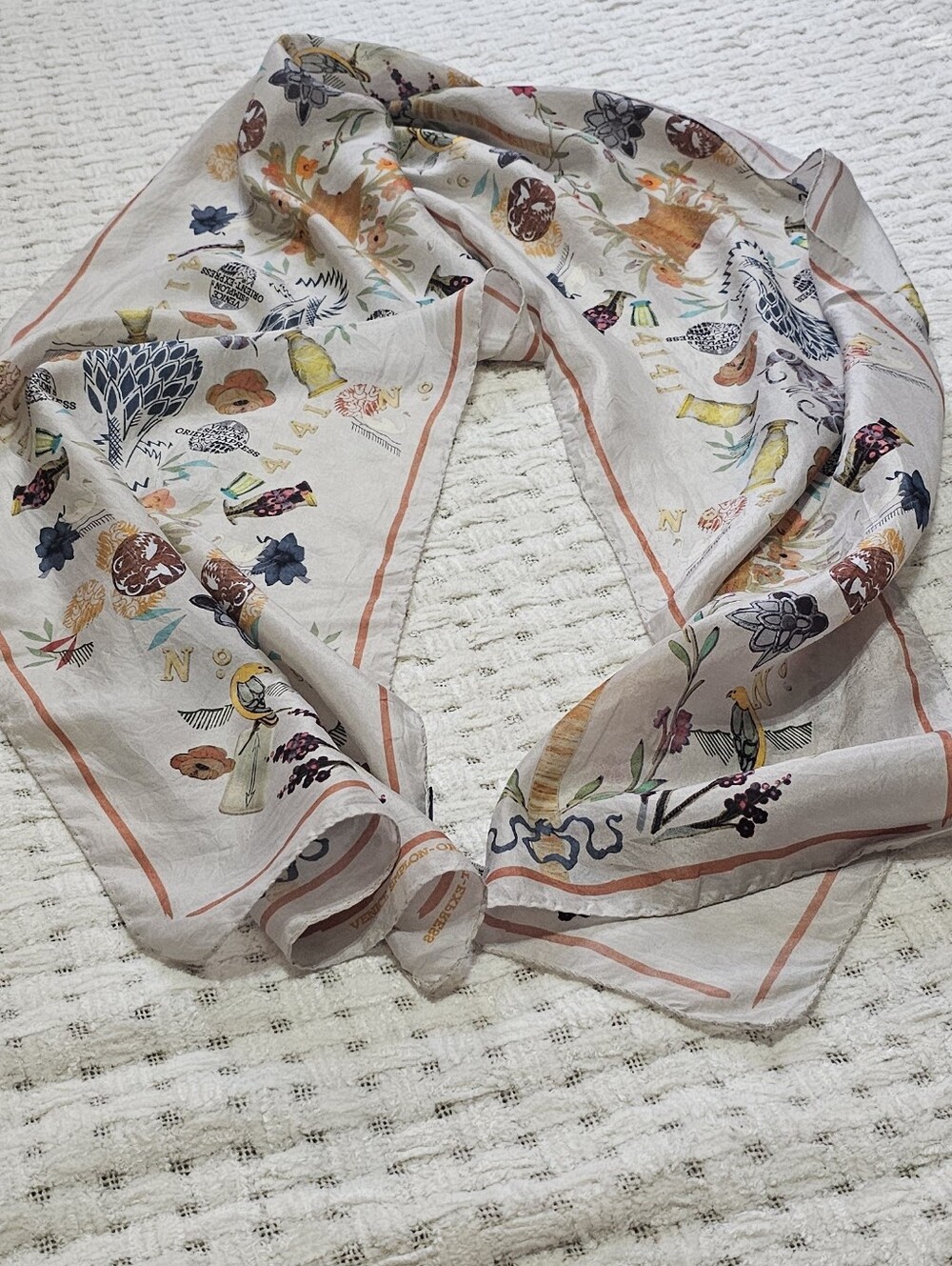 Venice Simplon Orient Express Silk Floral/bird Print Scarf Floral/birds One Sz